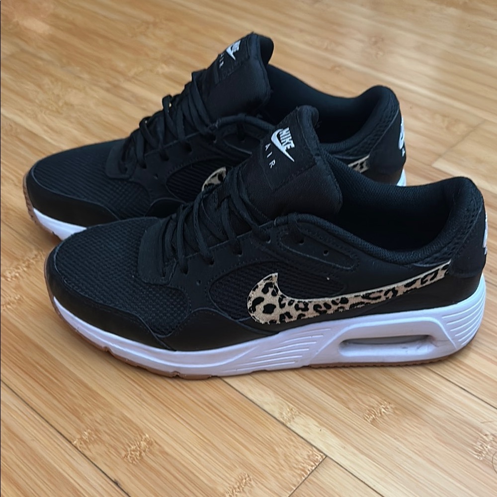 Nike Black Sneakers with Leopard Detail
